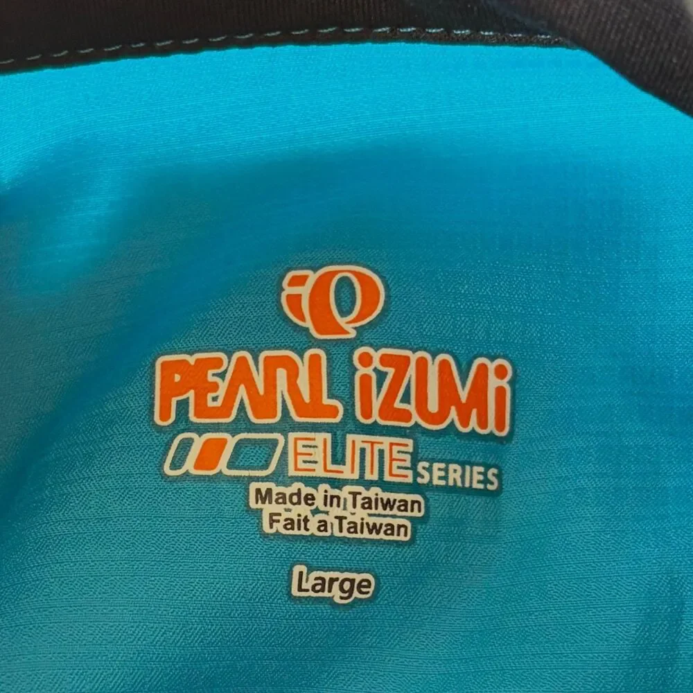 Pearl Izumi Cycling Windbreaker Mens L Blue Black Full Zip Jacket Elite Series
